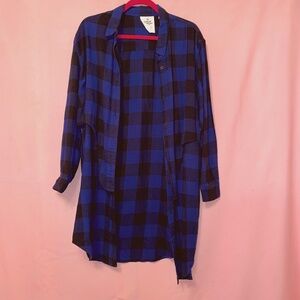 Flannel Dress Black Blue Plaid Cozy Grunge Urban Outfitters Small Cheap Monday
